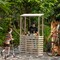 Vintiquewise Multi-Use Wooden Outdoor Bar Counter with Roof - Garden & Patio Serving Station Backyard Drink & Snack Bar Lemonade Stand Event Booth for Home Parties Wedding BBQ & Seasonal CelebrationPatio Bar Table with Roof